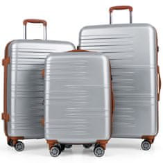 Northix Set od 3 tvrde putne torbe TSA brava ABS PC srebrne