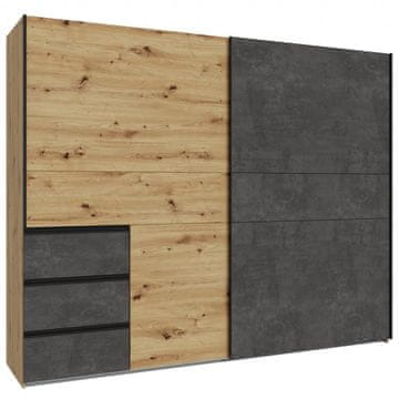 Fort Garderobni ormar WINN 2 W2QS52331 (hrast/tamno siva)
