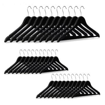 Northix Drvene vješalice za odjeću set od 30 komada javor metalna kuka