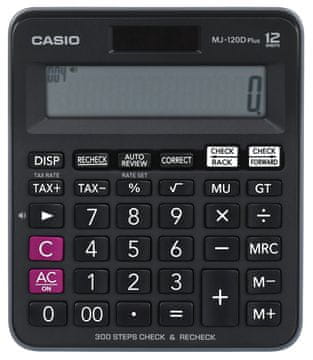 CAI Casio uredski kalkulator MJ-120D PLUS, crni, 12 znamenki, desktop