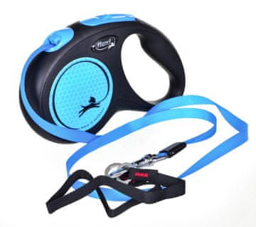 slomart FLEXI New Neon M plavi teleskopski povodac - 5 m