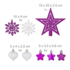 Northix Kuglice za božićno drvce, set od 101 komada, mat, sjajne i svjetlucave završne obrade