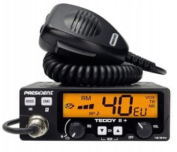 PRS President Teddy II+ CB radio postaja AM/FM, crna
