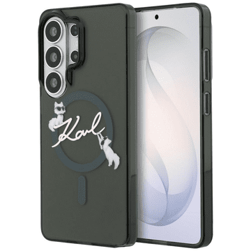 Karl Lagerfeld Originalan MagSafe silikonska maskica Samsung Galaxy S26 Ultra 5G - Choupette - prozirno crna - KLHMS26L5HKSCAK