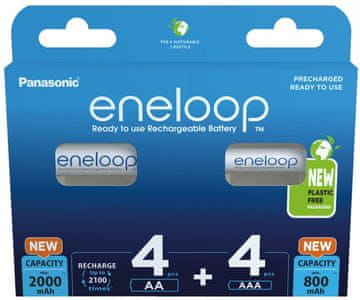 slomart PANASONIC ENELOOP AA 2000 mAh + AAA 800 mAh punjive baterije, 8 kom