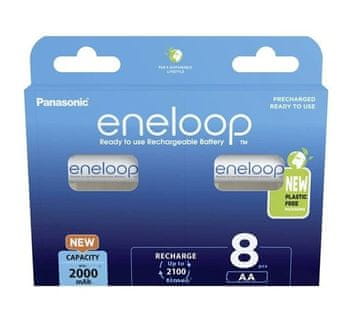 slomart PANASONIC ENELOOP AA 2000 mAh punjive baterije, 8 komada, Bijela