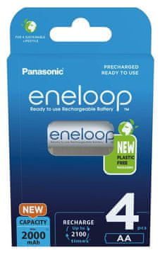 slomart PANASONIC ENELOOP AA 2000 mAh punjive baterije, 4 komada, Bijela