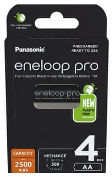 slomart PANASONIC ENELOOP PRO AA 2500 mAh punjive baterije, 4 komada, Crna