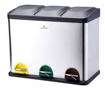 Bergner Kanta za smeće BG 07-9338 pedal bin for sorted waste 45 L stainless steel