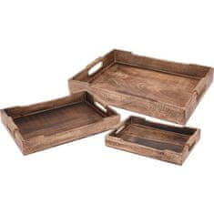 EXCELLENT Poslužavnik Odličan set od 3 pladnja za posluživanje od drva manga KO-A44710620
