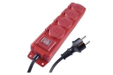 EMOS Produžni kabel P14131 Extension cable 3 m / 4 sockets / with switch / black-red / rubber-neoprene / 1.5 mm2