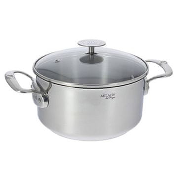de Buyer Lonac od nehrđajućeg čelika 3427.20, MILADY, with glass lid, non-deformable, robust, 7 mm thick bottom, for all hobs, diameter 20 cm, volume 3 L, height 10 cm