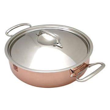 de Buyer Lonac od nehrđajućeg čelika 6241.28 PRIMA MATERA, low, copper, stainless steel lid, diameter 28 cm, volume 4.9 L, height 9.2 cm, straight sides, straight low edges, 2 stainless steel handles