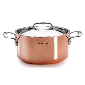 de Buyer Lonac od nehrđajućeg čelika 6242.24 PRIMA MATERA, copper, stainless steel lid, magnetic bottom, 2 stainless steel handles, diameter 24 cm, volume 5.4 L, height 12.3 cm