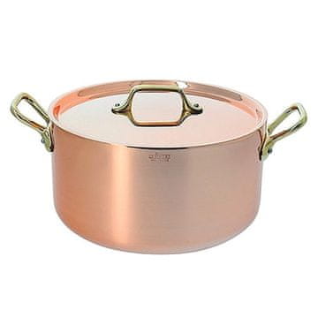 de Buyer Lonac od nehrđajućeg čelika 6447.24 INOCUIVRE, copper, lid, 2 polished brass handles, diameter 24 cm, volume 5.2 L, height 11.5 cm