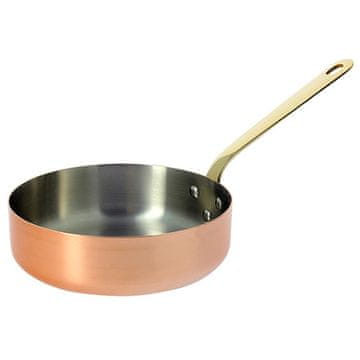 de Buyer Tava 6448.16, INOCUIVRE, ideal for reducing, heating, stewing and cooking at lower temperatures, brass handle, diameter 16 cm, volume 1 L, height 5 cm