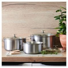 de Buyer Set tava 3661.03 LOQY, 3 pcs saucepans 16/20/24 cm, 1 pc removable handle, volume 1.3/2.5/4.1 L, stainless steel, curved edge