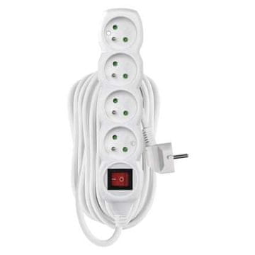 EMOS Produžni kabel P1410 10 m / 4 sockets / with switch / white / PVC / 1 mm2