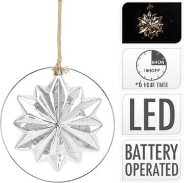 HOMESTYLING Božićni ukrasi KO-ABR715220 star light 18 cm smoky gray