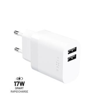 FIXED Mrežni punjač charger 2xUSB 17W FIXC17N-2U-WH