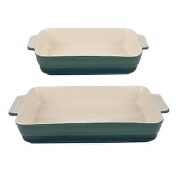Bergner Tava BG-13362-GR rectangular stoneware set of 2 pieces Excalibur green