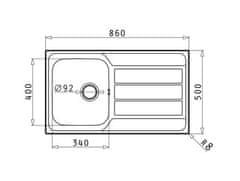 PYRAMIS Kuhinjski sudoper od nehrđajućeg čelika ATHENA 86x50 1B 1D