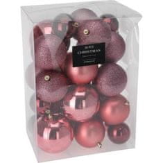 HOMESTYLING Božićni ukrasi KO-CAN302060 balls set of 26 pieces dark pink