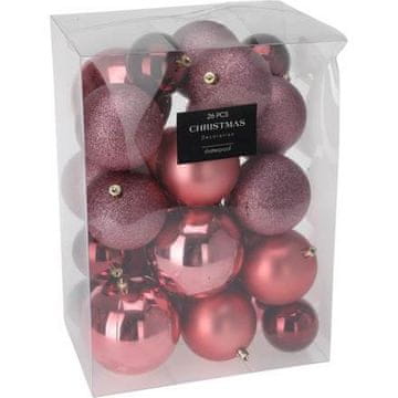 HOMESTYLING Božićni ukrasi KO-CAN302060 balls set of 26 pieces dark pink