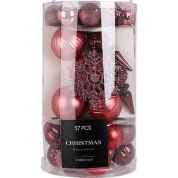 HOMESTYLING Božićni ukrasi KO-CAN304060 set 57 pcs pink