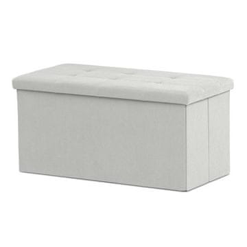 Autronic Tabure Stool with storage, cream corduroy fabric (TAB-472 CRM6)