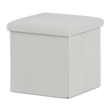 Autronic Tabure Stool with storage, cream corduroy fabric (TAB-471 CRM6)