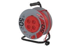 EMOS Produžni kabel na bubnju P19450P Extension cable on drum 50 m / 4 sockets / red / PVC / 230 V / 1.5 mm