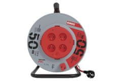 EMOS Produžni kabel na bubnju P19450P Extension cable on drum 50 m / 4 sockets / red / PVC / 230 V / 1.5 mm