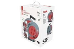 EMOS Produžni kabel na bubnju P19450P Extension cable on drum 50 m / 4 sockets / red / PVC / 230 V / 1.5 mm