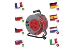 EMOS Produžni kabel na bubnju P19450P Extension cable on drum 50 m / 4 sockets / red / PVC / 230 V / 1.5 mm