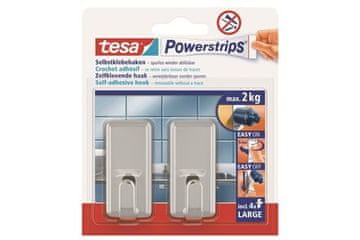 Tesa Kuka za ljepilo Adhesive hook, chrome, large, Powerstrips