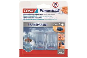 Tesa Kuka za ljepilo Adhesive hook, decorative, large, transparent, Powerstrips