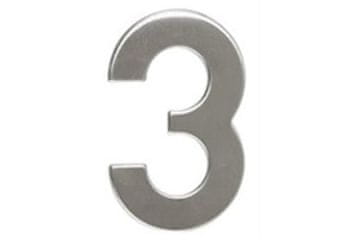 Walteco samoljepljivi brojevi Number 3, 50 mm, self-adhesive, stainless steel