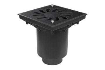 Enpro Odvod kanalizacije Sewer drain bottom D 160 mm, dry flap, cast iron grate with lock, black