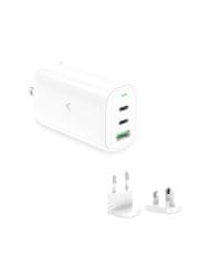 Ksix GaN ultrabrzi zidni punjač 65W, PPS, US+EU+UK priključci, bijeli