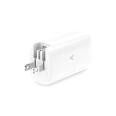 Ksix GaN ultrabrzi zidni punjač 65W, PPS, US+EU+UK priključci, bijeli