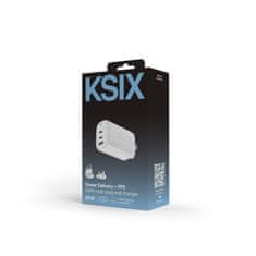 Ksix GaN ultrabrzi zidni punjač 65W, PPS, US+EU+UK priključci, bijeli