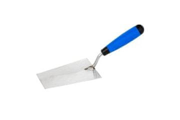 Kubala Žlica Stainless steel trapezoidal plastering trowel, 145 x 80 x 55 mm, thickness 1.2 mm, rubber handle MČ