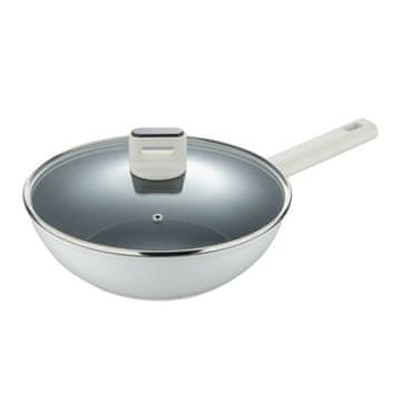 Bergner WOK tava s neprianjajućom površinom BG-57098-GY with lid LINES 28 cm