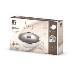Bergner WOK tava s neprianjajućom površinom BG-57098-GY with lid LINES 28 cm