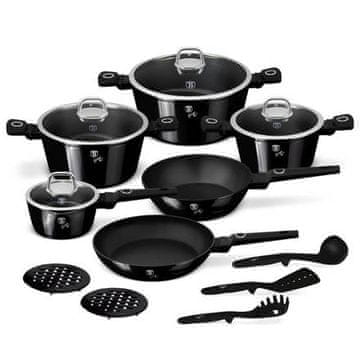 Berlingerhaus Set posuđa BH-8232 s titanovým povrchem 15 ks Black Vantage Collection
