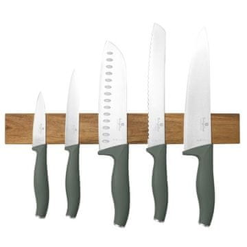 Berlingerhaus Set noževa BH-2978 with magnetic holder made of acacia wood 6 pcs Matte Green Collection