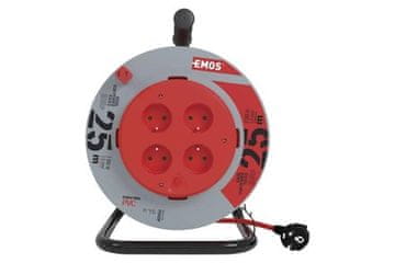 EMOS Produžni kabel na bubnju 108125 Extension cable, 25m / 230V, coil, 4 sockets, fixed center