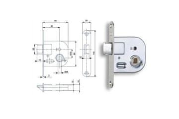 Ostatní Građevinska brava EURO tools 17704.1 Construction lock ZS04, with locking latch, right