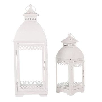 Autronic Fenjer Metal lantern - four-sided, white, price for a set of 2 pieces (JL343)